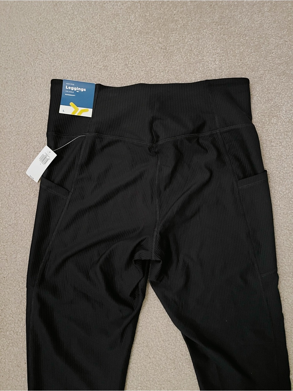 NWT Old Navy Black PowerSoft High-Rise 7/8 Ribbed Athletic Leggings (size Large) - Picture 6 of 10
